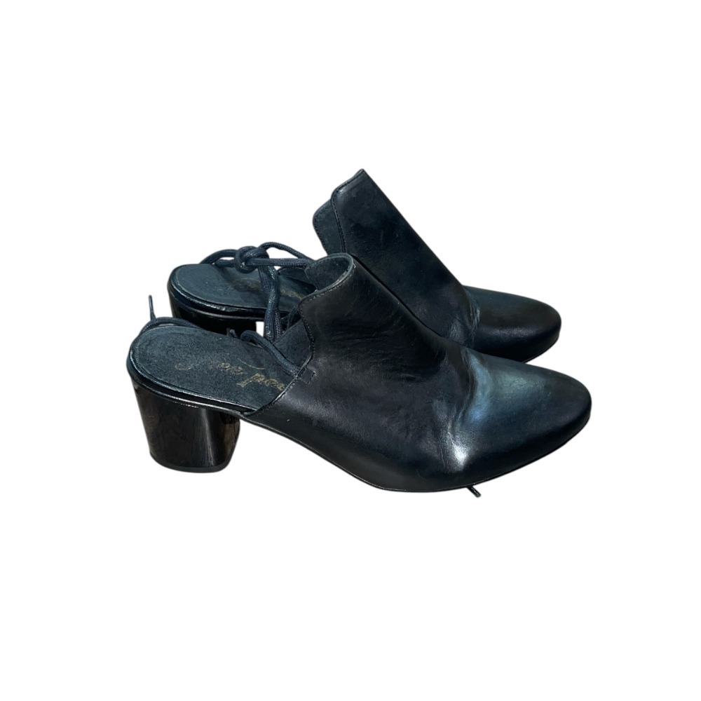 Free People  Black leather Womens heeled‎ Mules tie on the back - Picture 2 of 5